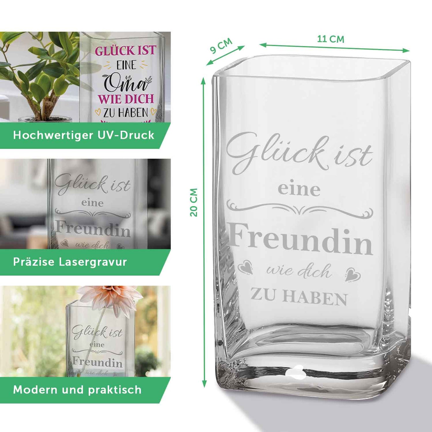 Blumenvase mit UV-Druck - Mama lieb haben - Personalisiert mit Namen - Deko Vase als Geschenk