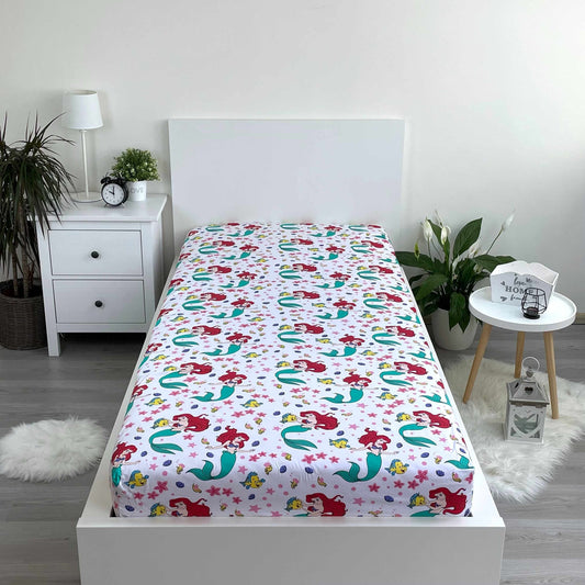 Arielle Disney Spannbettlaken - 90x200 cm Bettbezug Einzelbett Matratzenbezug