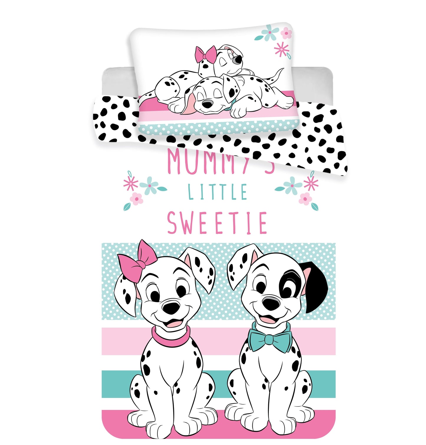 101 Dalmatiner bunte Kinder-Bettwäsche 100 x 135 cm - weiche Baumwolle