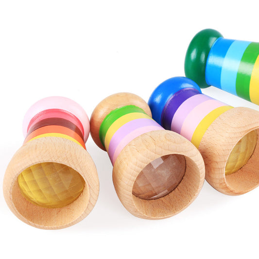 Hölzernes Magisches Kaleidoskop für Kinder - Pädagogisches Lernspiel & kreatives Geschenk