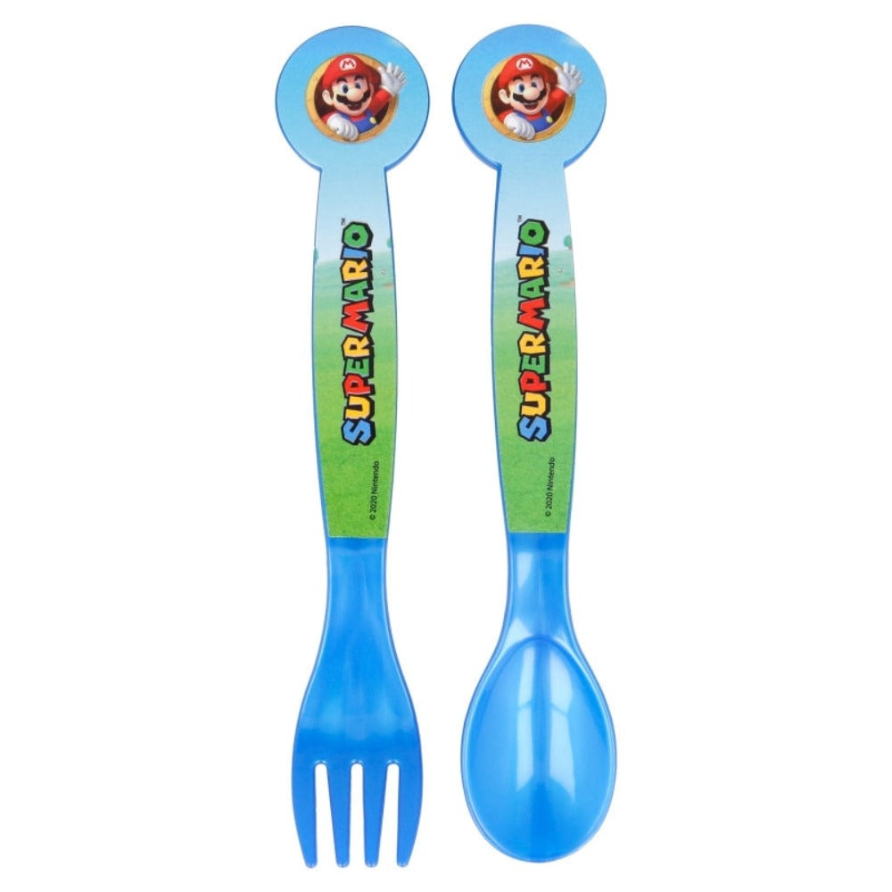 Super Mario Plastik Besteck Set - 2 Teile