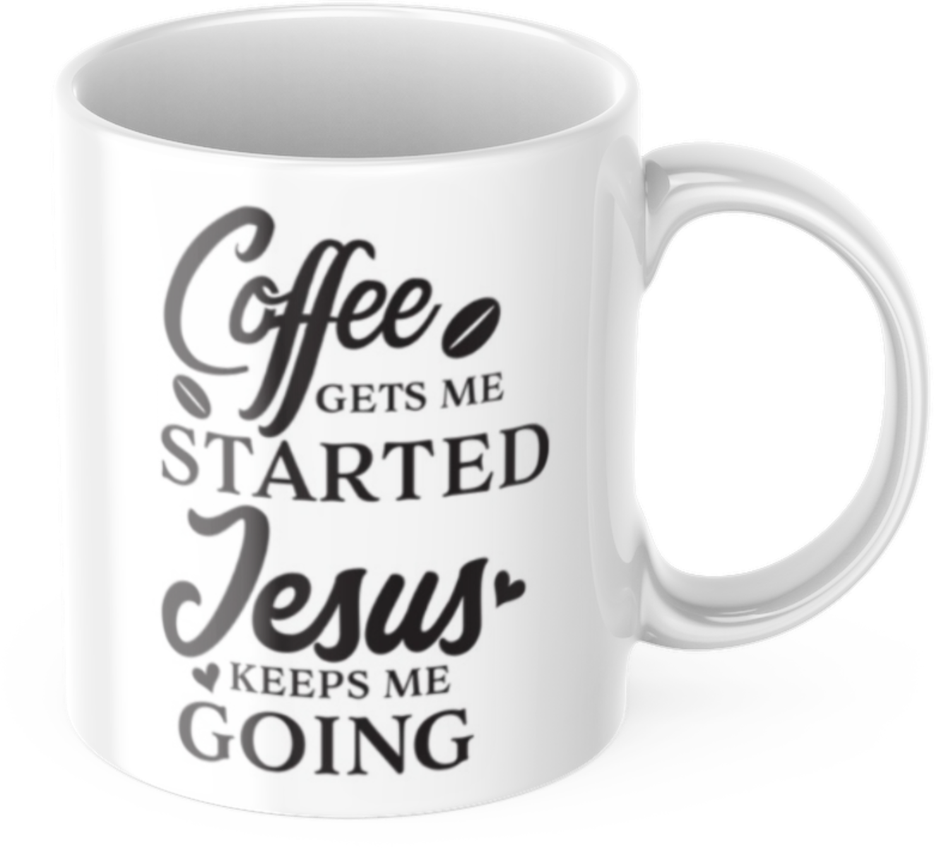 Tasse mit Spruch "Coffee gets me started, Jesus keeps me going" Kirche Kaffee Büro