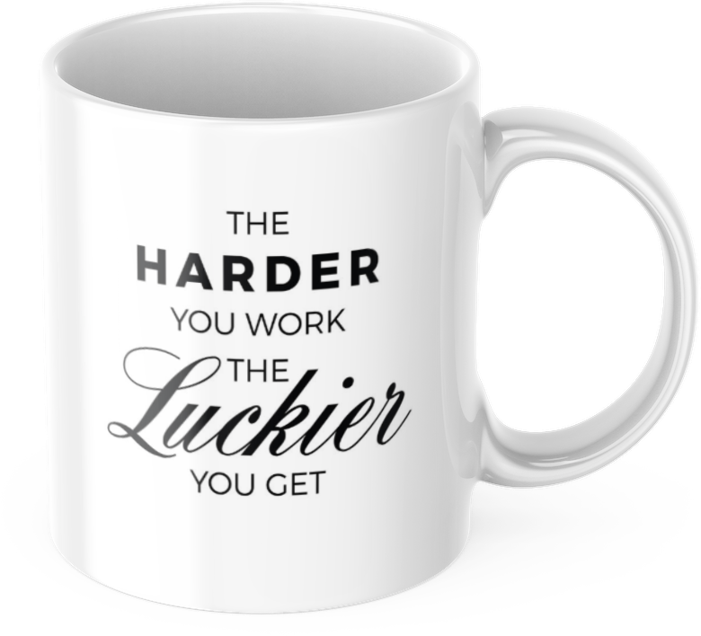 Tasse Motivation "The Harder You Work The Luckier You Get" Lustig Arbeit Kaffee Büro Geschenk