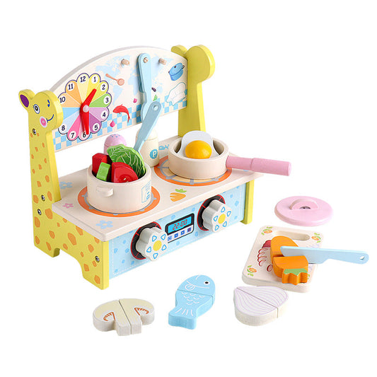 Mini Holz Küche mit Kochplatten und Kochset für Kinder ab 2 Jahren
