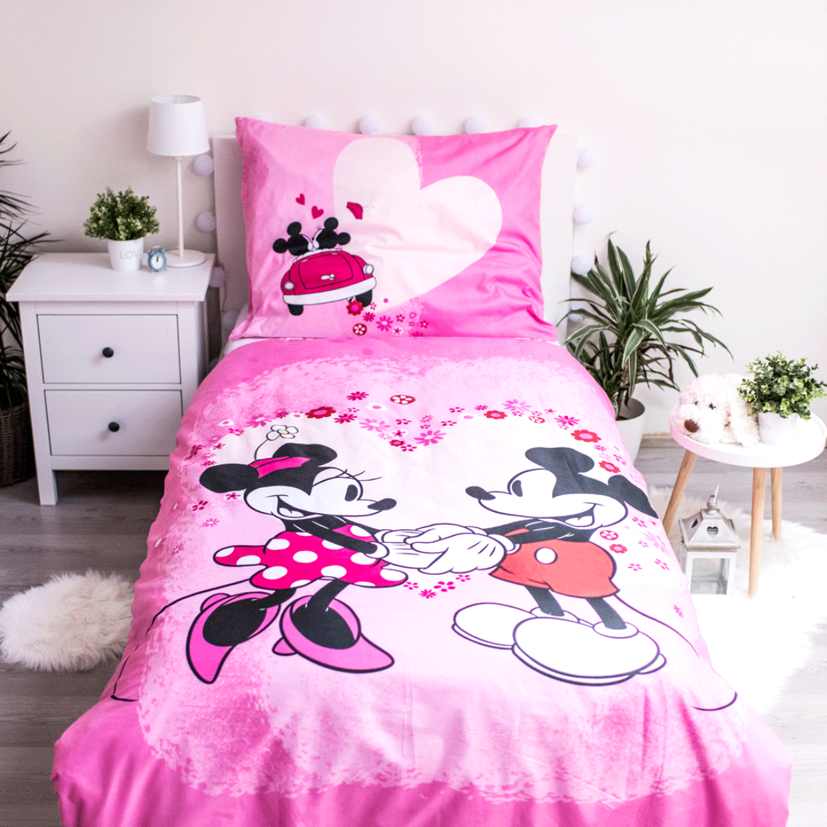 Micky & Minnie Maus Bettwäsche - 140x200 cm Kissen und Decke