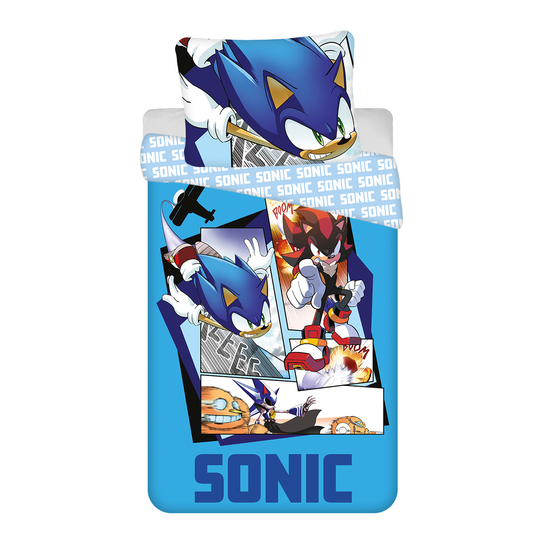 Sonic the Hedgehog Bettwäsche - weiche Baumwolle 140x200 cm Kissen und Decke