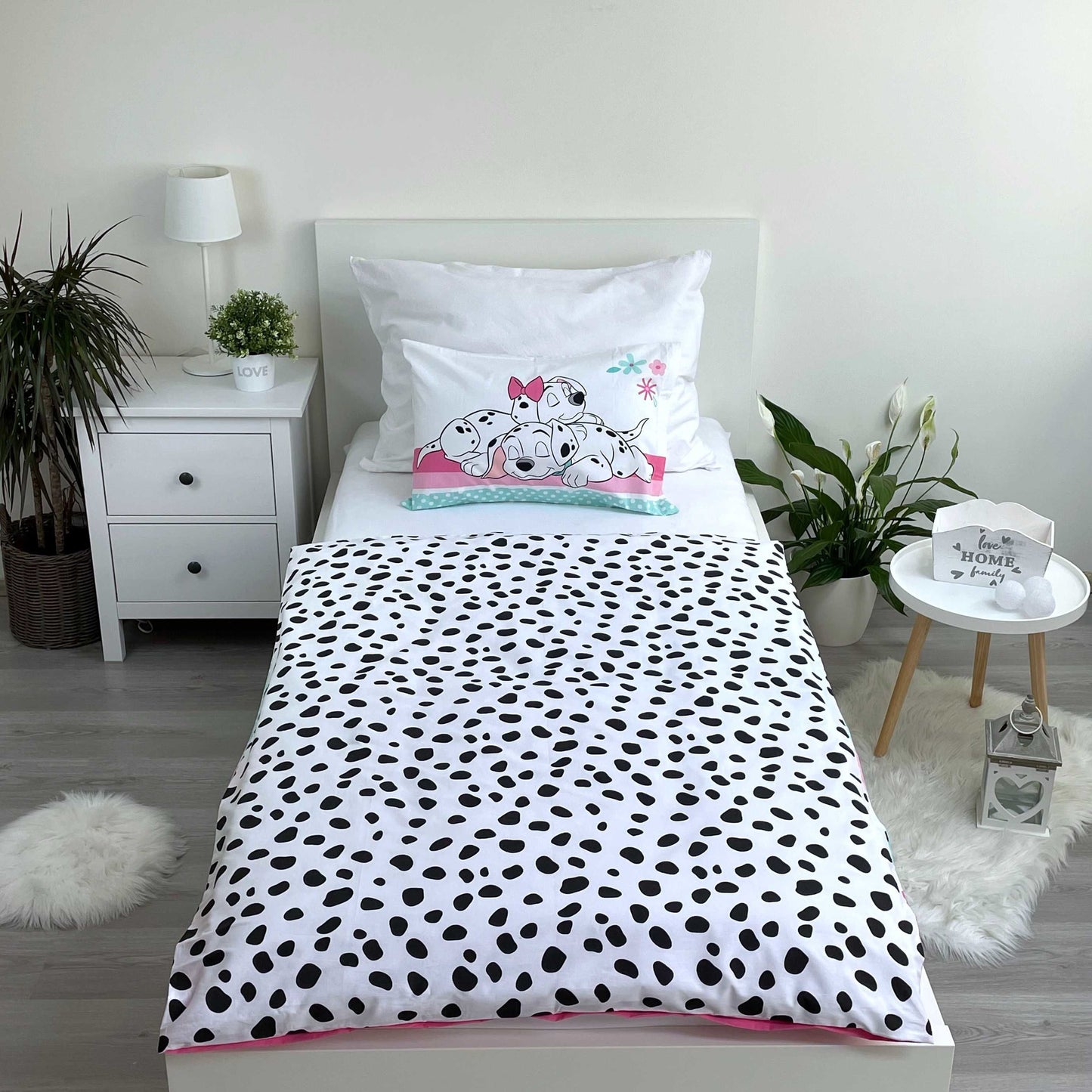 101 Dalmatiner bunte Kinder-Bettwäsche 100 x 135 cm - weiche Baumwolle