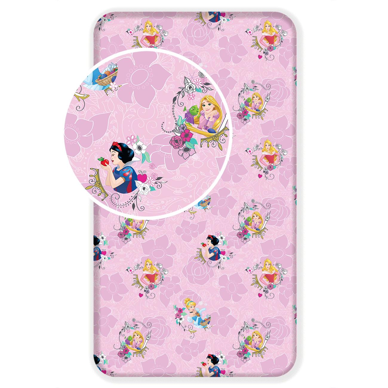 Disney Prinzessinnen Spannbettlaken - 90x200 cm Bettbezug Einzelbett Matratzenbezug
