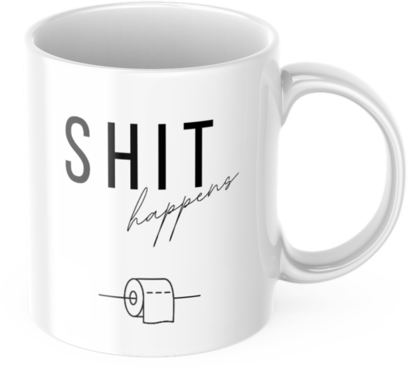 Lustige Kaffeetasse "Shit happens" Frühstück Morgen Arbeit Tasse Büro Geschenk