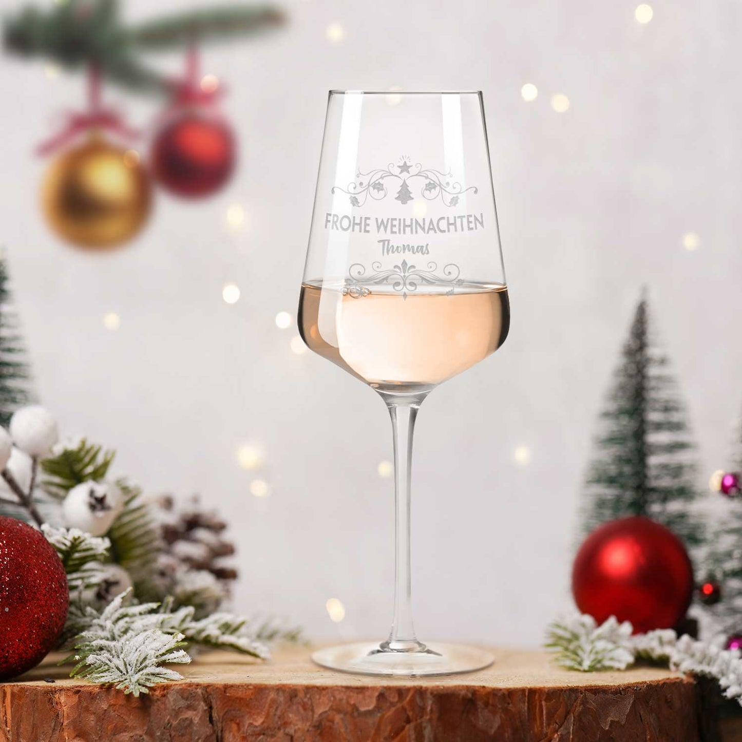 Leonardo Weinglas mit Gravur "Frohe Weihnachten Vintage Swirls"