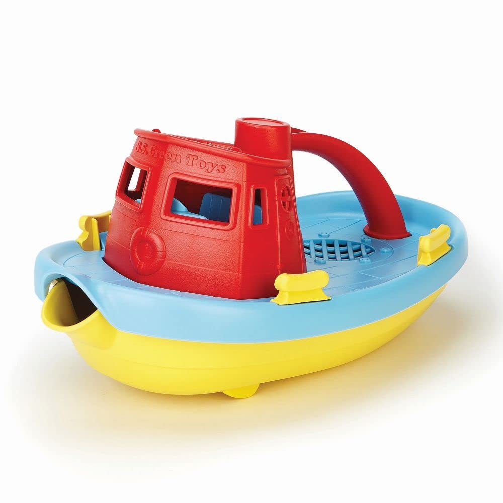 Green Toys 8668087 Schleppboot, Badewannenspielzeug, Spielboot, Badespielzeug für Kinder ab 6 Monaten, 1 Stück