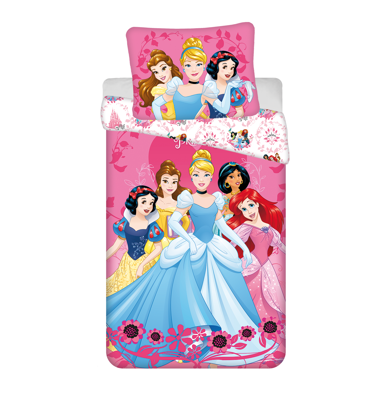 Disney Prinzessinnen Bettwäsche - 140x200 cm Baumwolle Kissen und Decke
