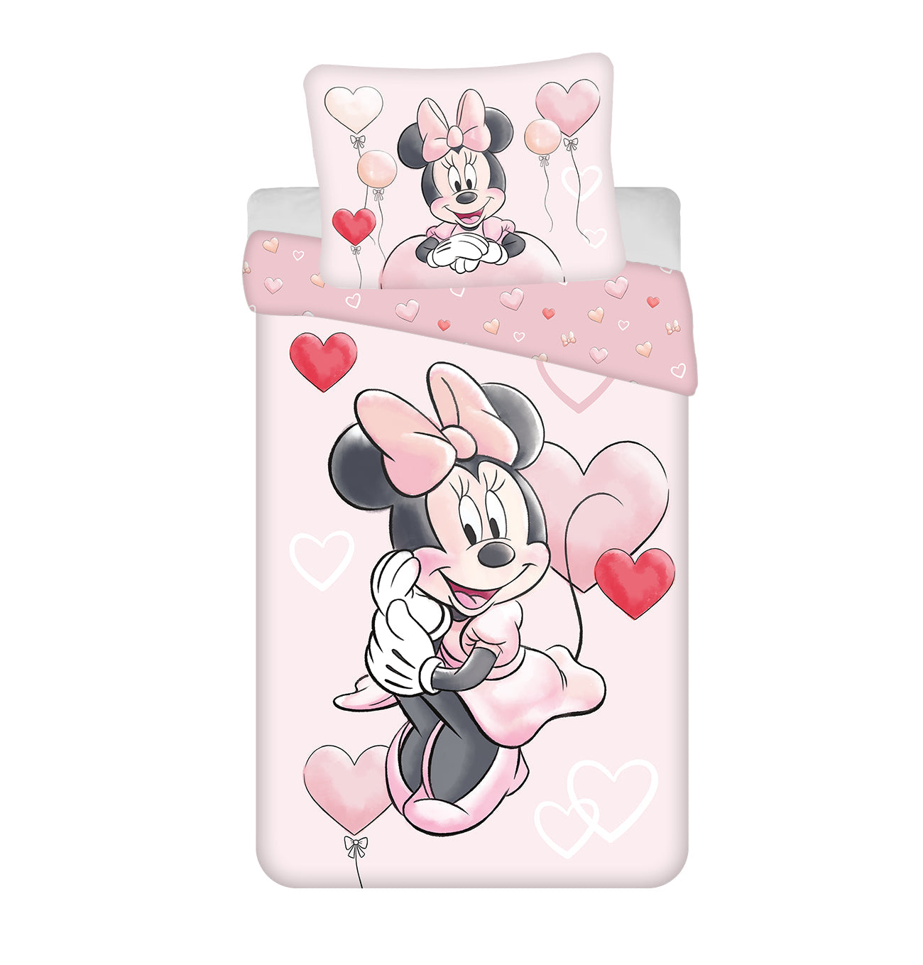 Minnie Maus rosa Bettwäsche - weiche Baumwolle 140x200 cm Kissen und Decke