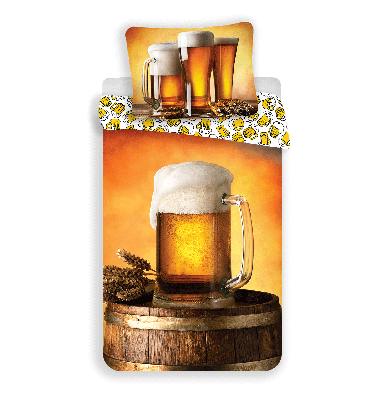 Bier Bettwäsche - 140x200 cm weiche Baumwolle Kissen und Decke
