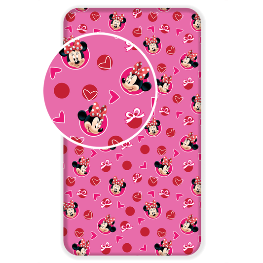 Minnie Maus pinkes Spannbettlaken - 90x200 cm Bettbezug Einzelbett Matratzenbezug
