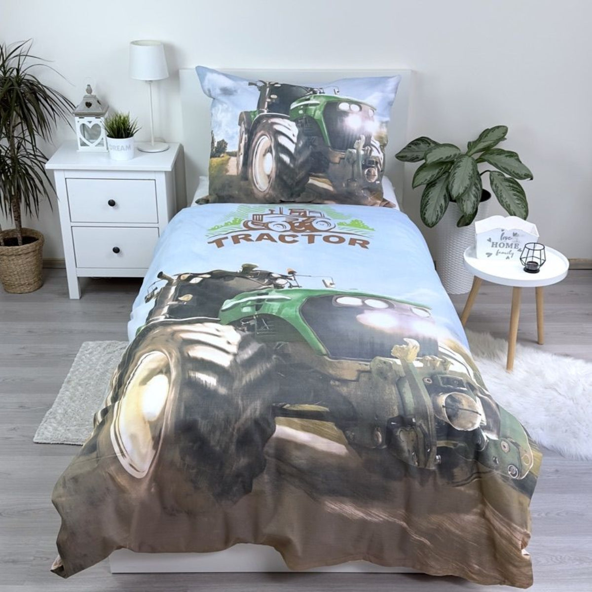 Traktor Bettwäsche - weiche Baumwolle 140x200 cm Kissen und Decke
