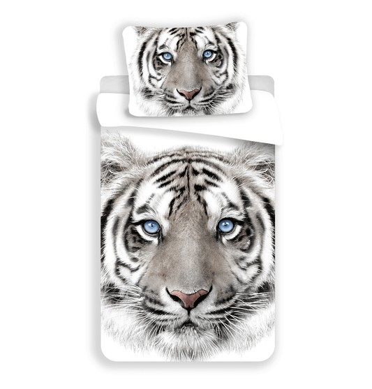 Weißer Tiger Bettwäsche - weiche Baumwolle 140x200 cm Kissen und Decke