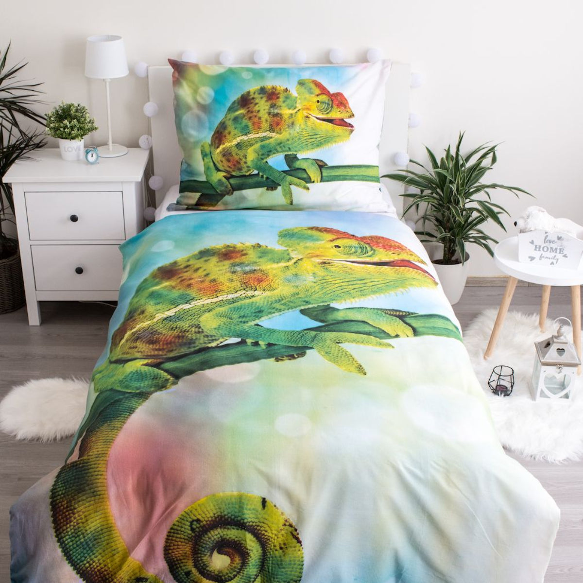 Chamäleon Bettwäsche - weiche Baumwolle 140x200 cm Kissen und Decke