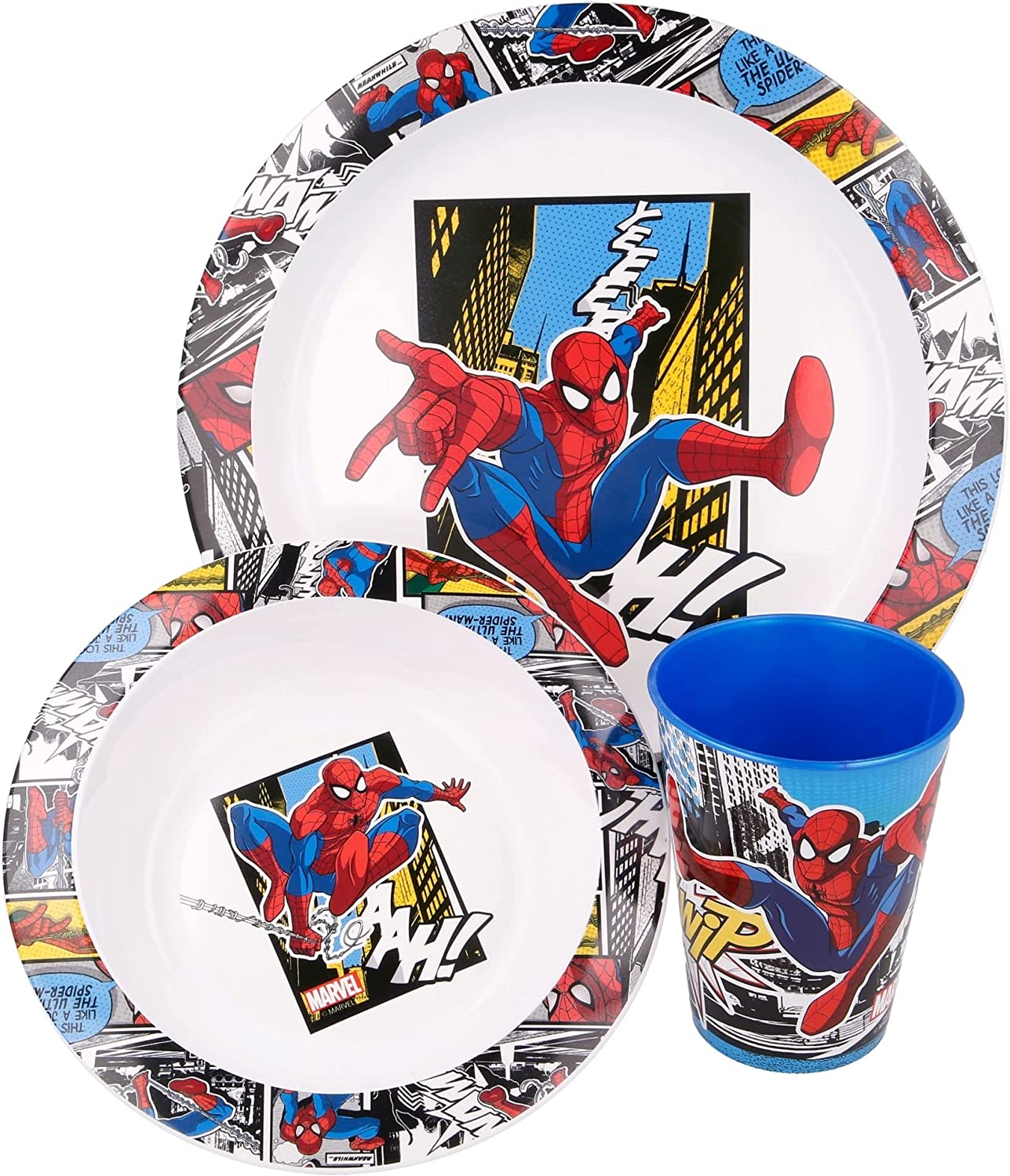 Spiderman Marvel Geschirr Kunststoffset für Kinder