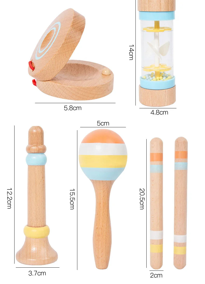 Montessori Holz Instrumenten Set für kleine Klangforscher (6, 8 und 9-teilig)