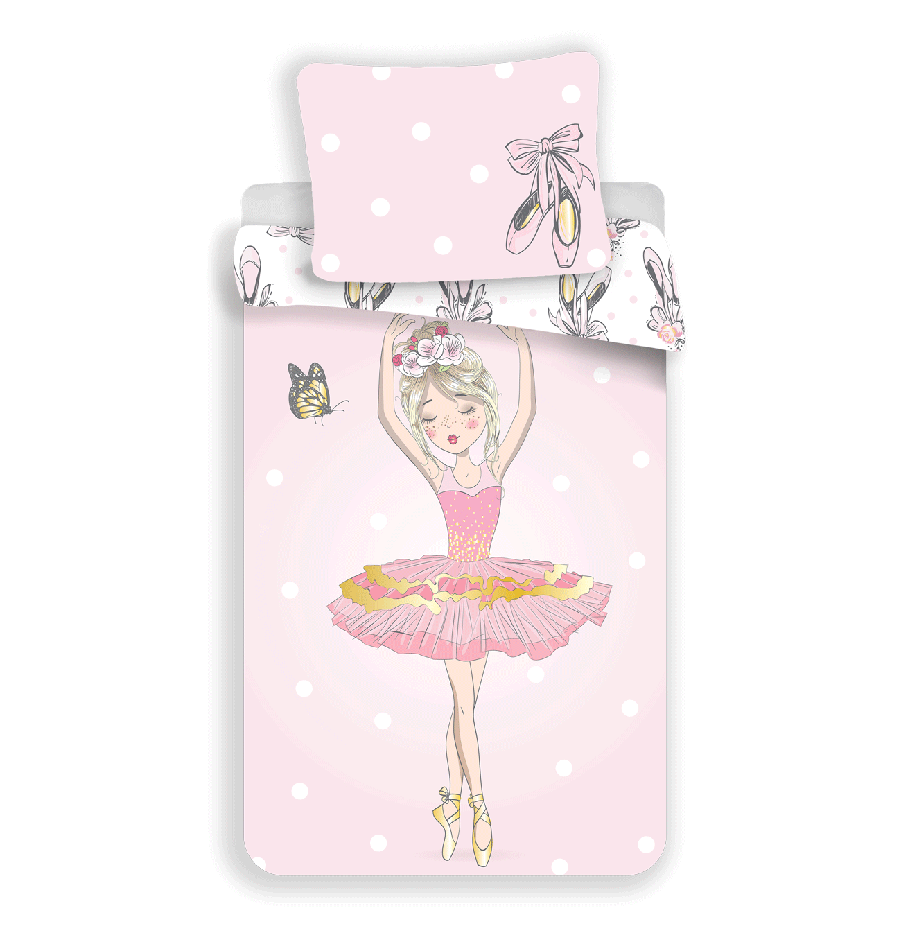 Ballerina Bettwäsche Mädchen - 140x200 cm Kissen und Decke