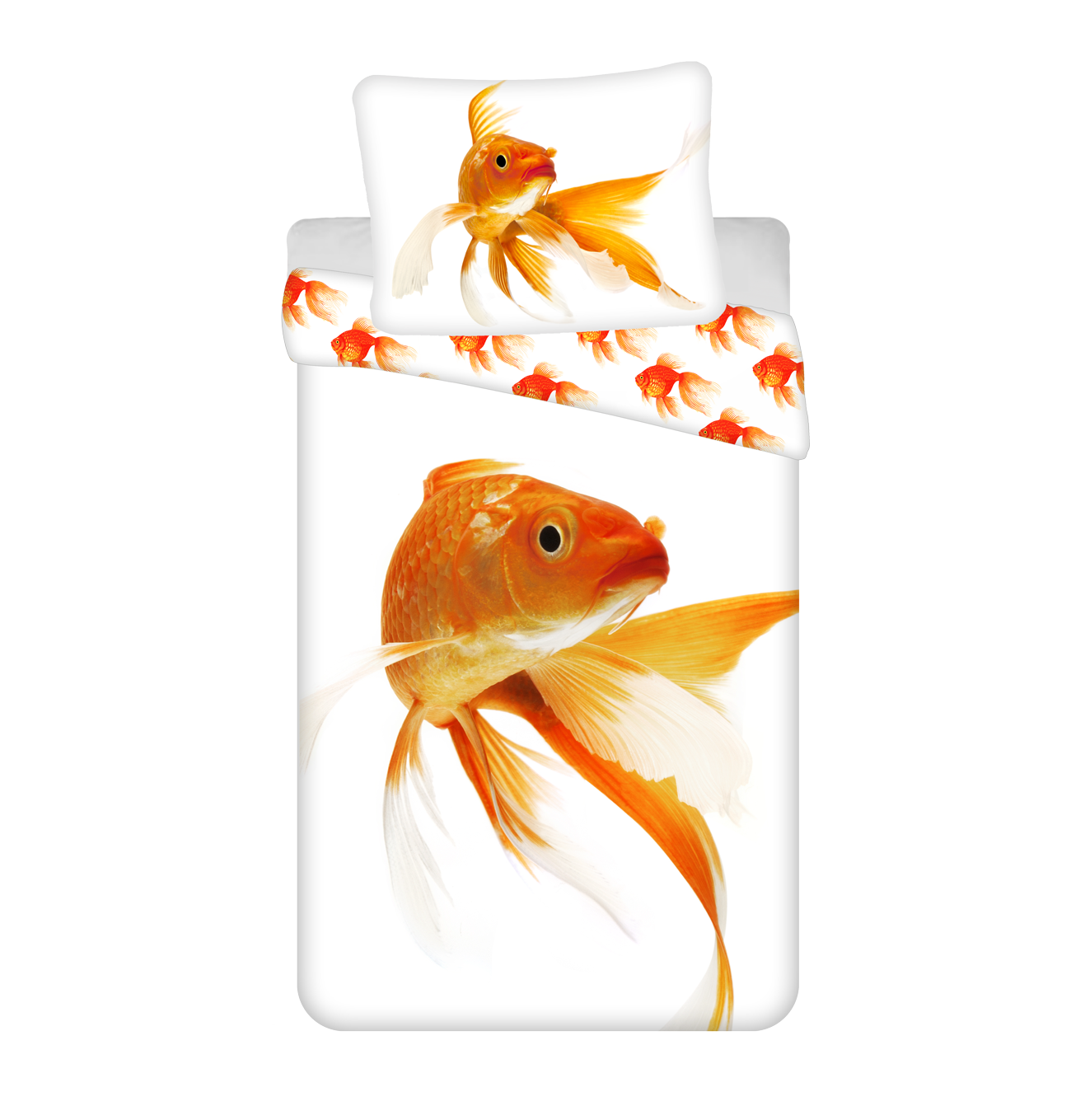 Goldfisch Bettwäsche - 140x200 cm weiche Baumwolle Fisch Kissen und Decke