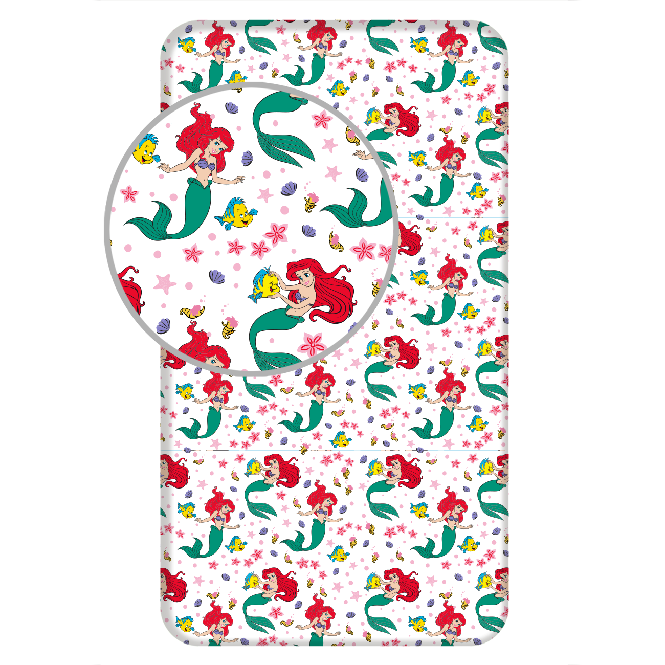 Arielle Disney Spannbettlaken - 90x200 cm Bettbezug Einzelbett Matratzenbezug
