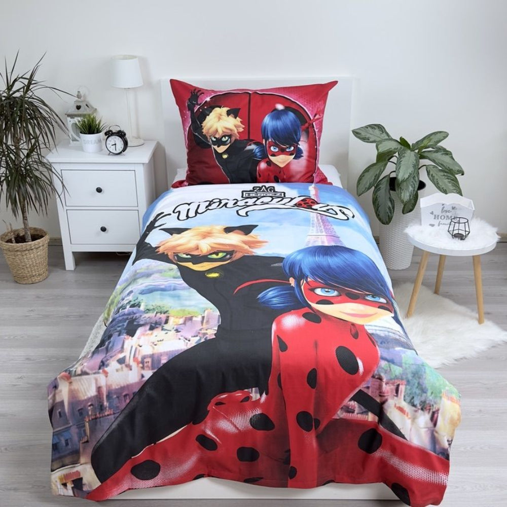 Miraculous Ladybug Bettwäsche - 140x200 cm weiche Baumwolle Kissen und Decke