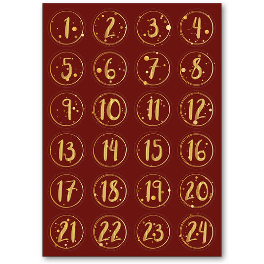 Adventskalender Zahlenaufkleber zum basteln mit bunten Zahlen für Weihnachten zum Selbstgestalten