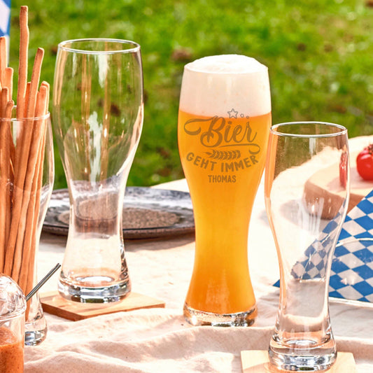 Leonardo Weizenglas "Bier geht immer" mit Namen
