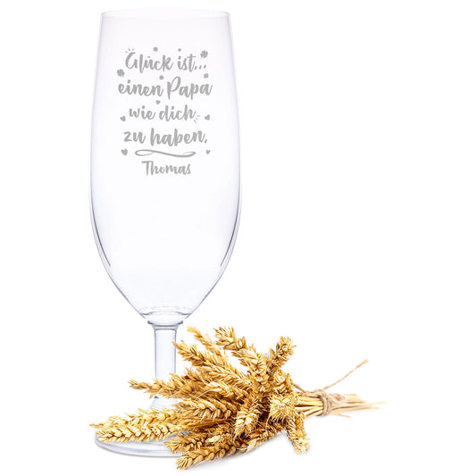 Leonardo Bierglas mit Gravur "Glück ist einen Papa" mit Name
