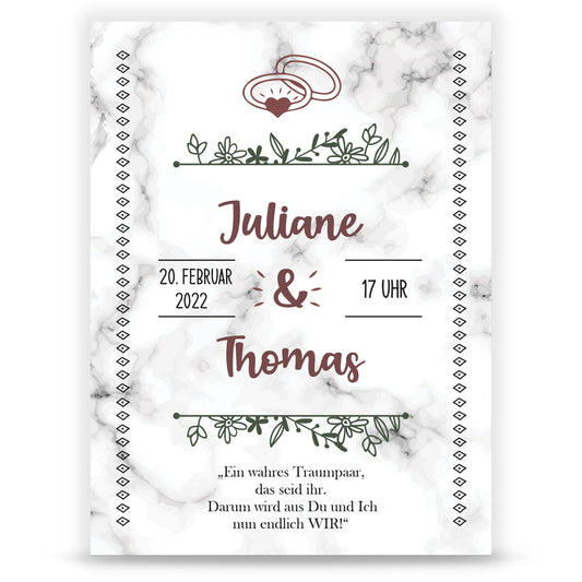 Hochzeitseinladungskarte im Marble White Design