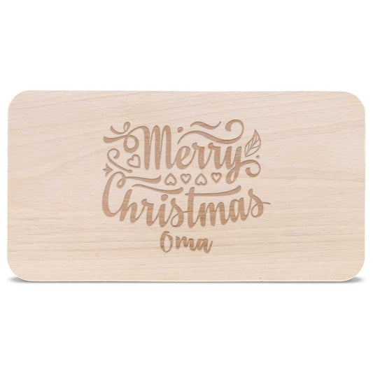 Frühstücksbrettchen aus Holz mit Gravur - Merry Christmas Oma - Weihnachtsdeko