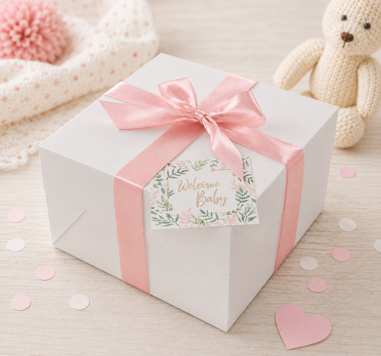 Windeltorte Cakebox rosa – Geschenk zur Geburt & Babyparty