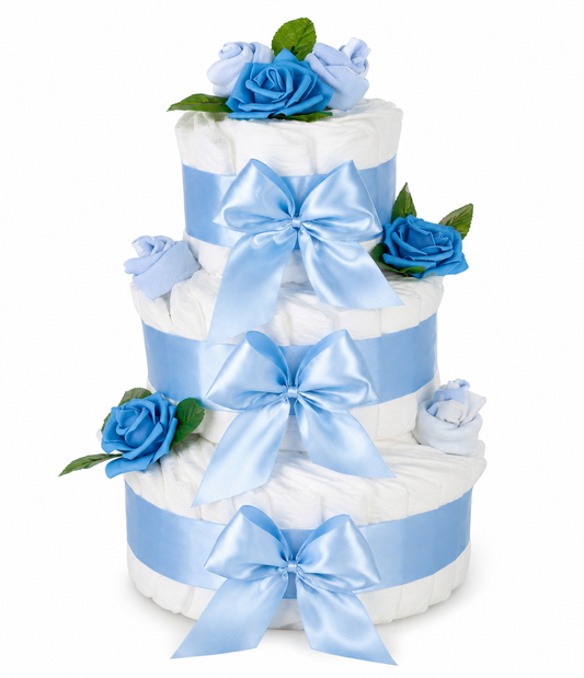 Windeltorte Rosenblüte blau