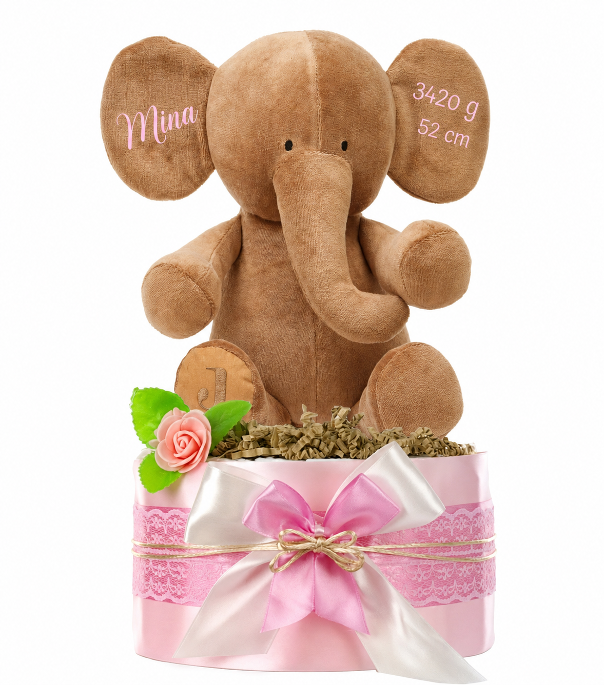 Windeltorte LITTLE PEANUT rosa mit Elefant