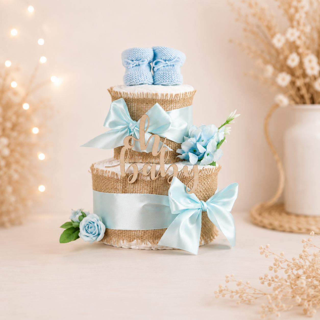 Windeltorte Alles Jute Blau – Geschenk zur Geburt Junge
