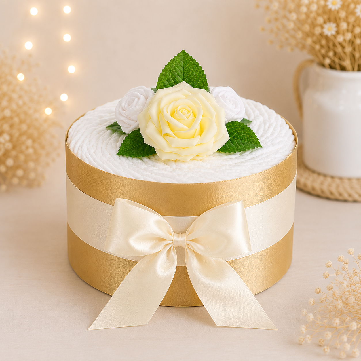 Neutrale Windeltorte Rosenblüte