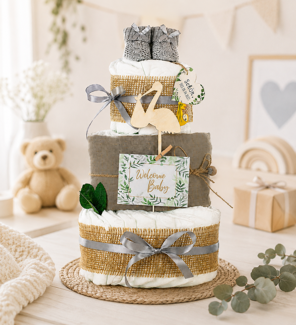 Neutrale Windeltorte Storch