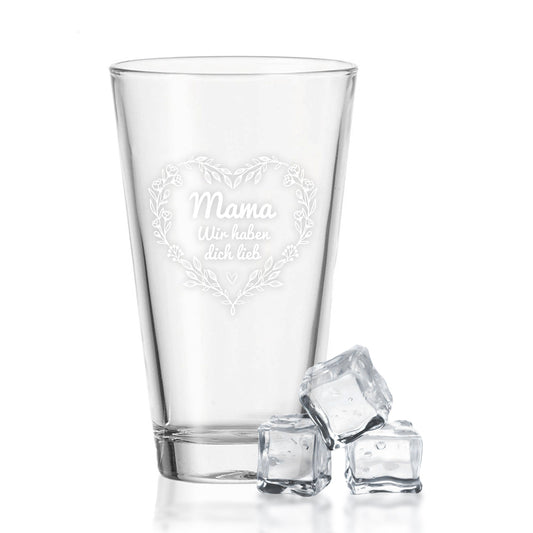 Leonardo Wasserglas mit UV-Druck "Mama wir haben dich lieb"