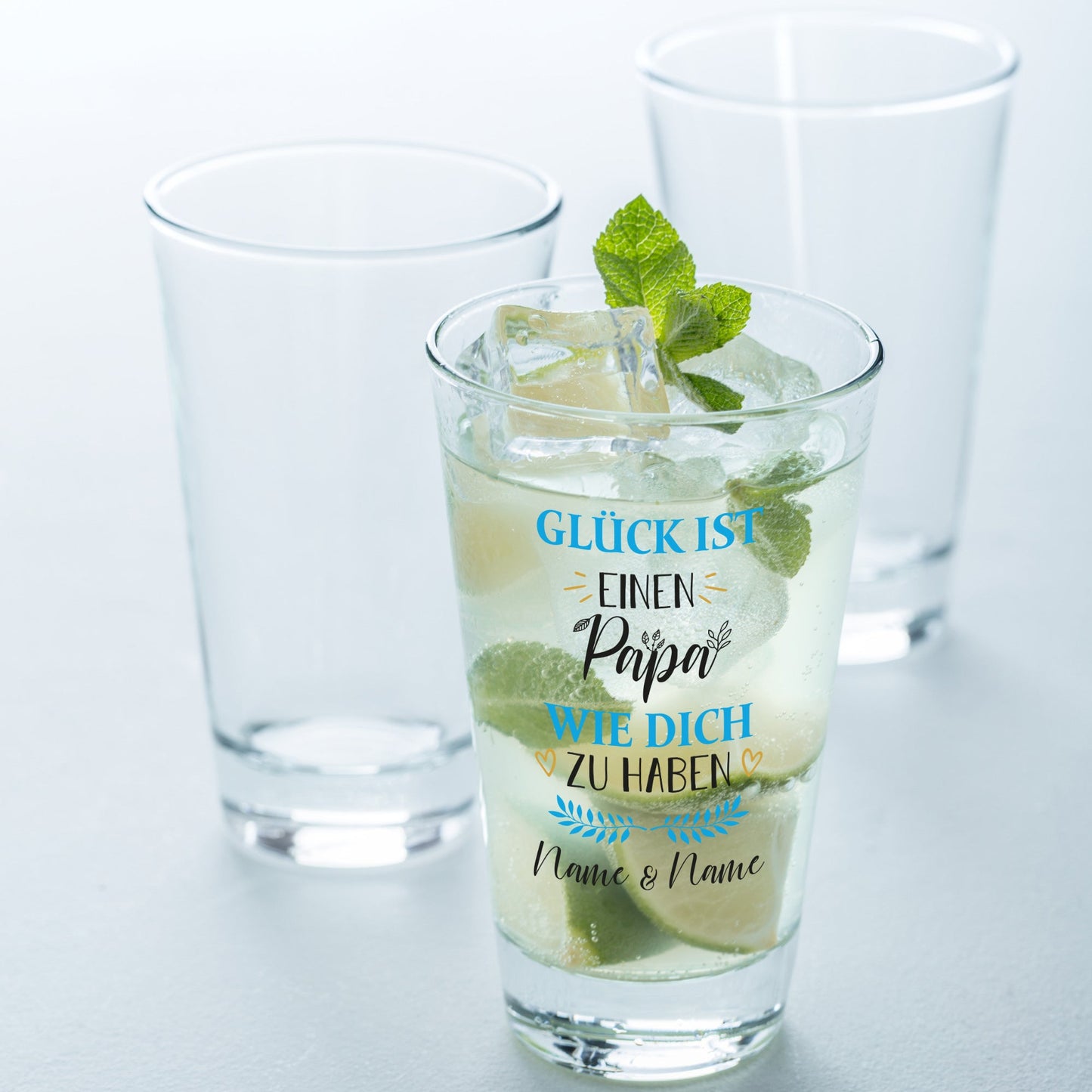 Leonardo Wasserglas mit UV-Druck "Glück ist einen Papa" mit Namen