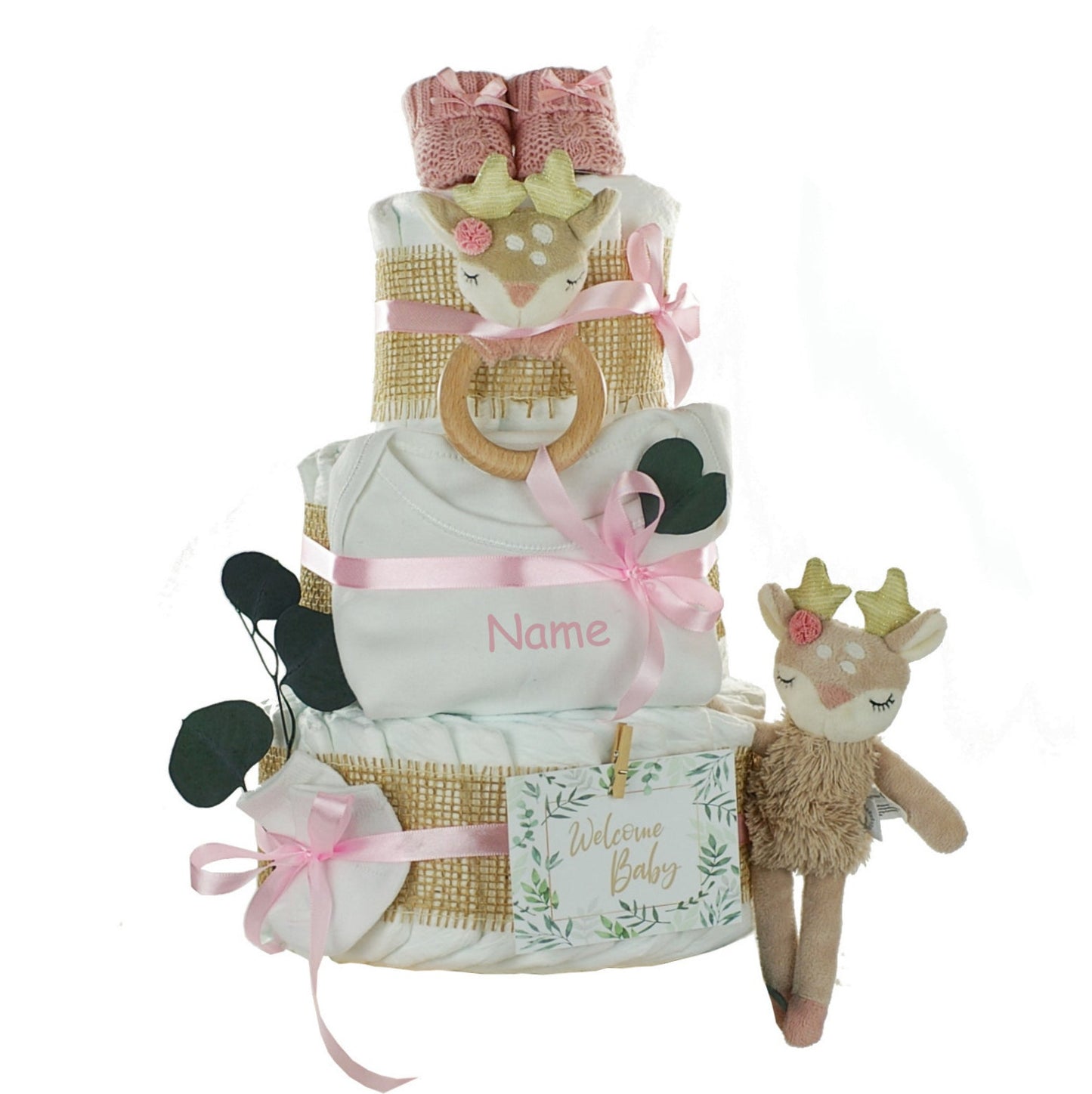 Personalisierbare Windeltorte REH ELLA Rosa