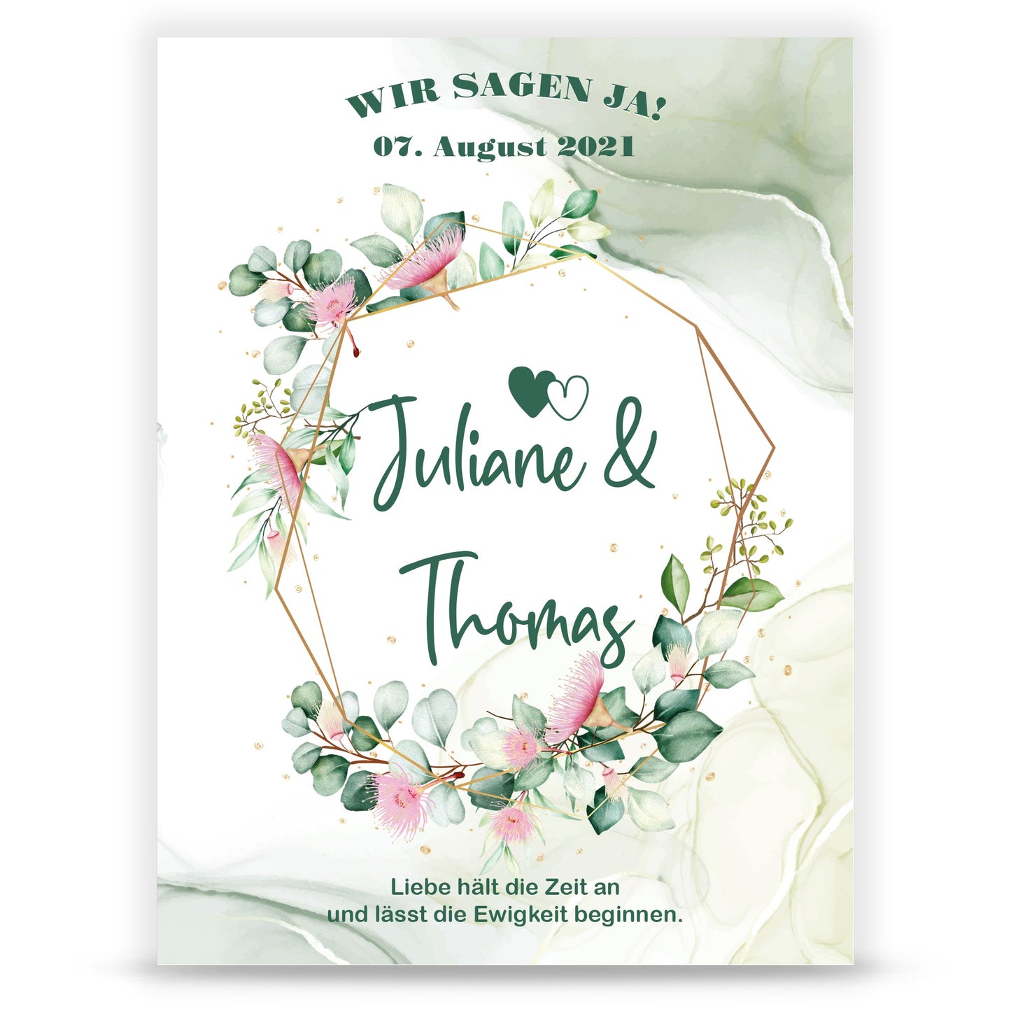 Hochzeitseinladungskarte im Eucalyptus Design