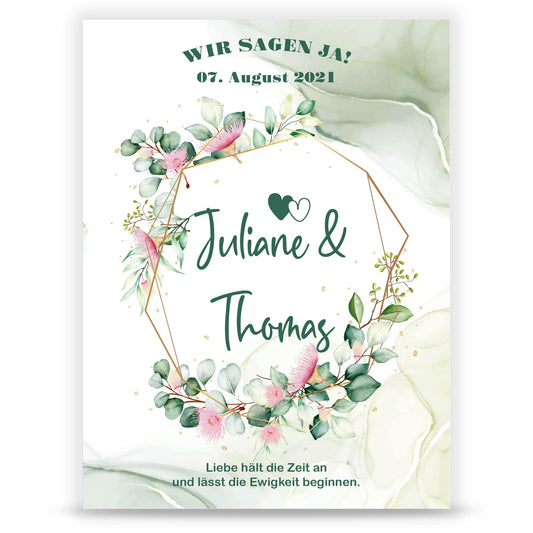 Hochzeitseinladungskarte im Eucalyptus Design