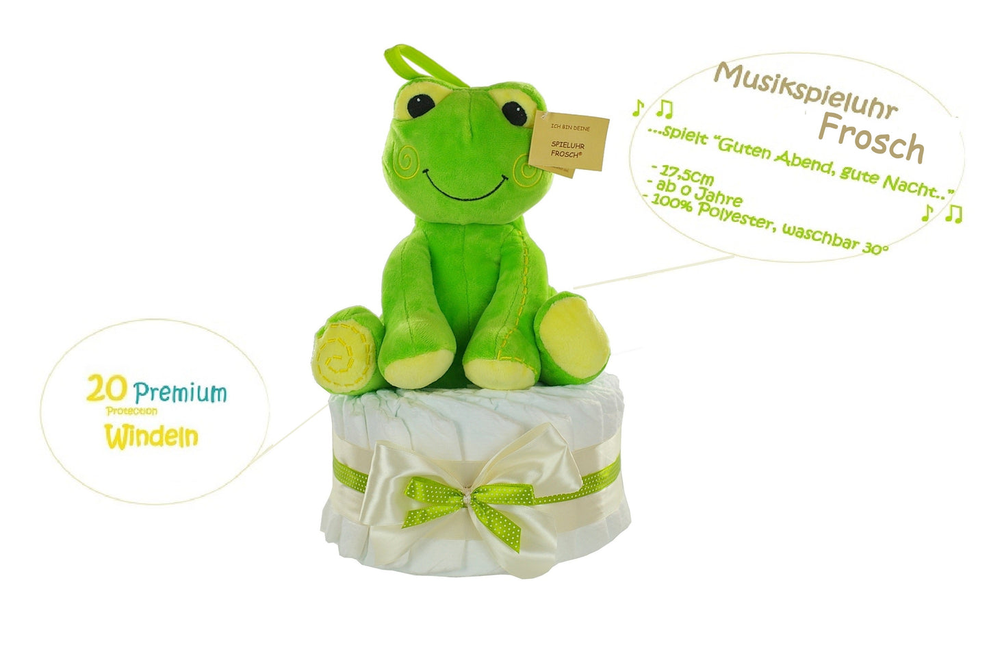 Windeltorte neutral Spieluhr Frosch