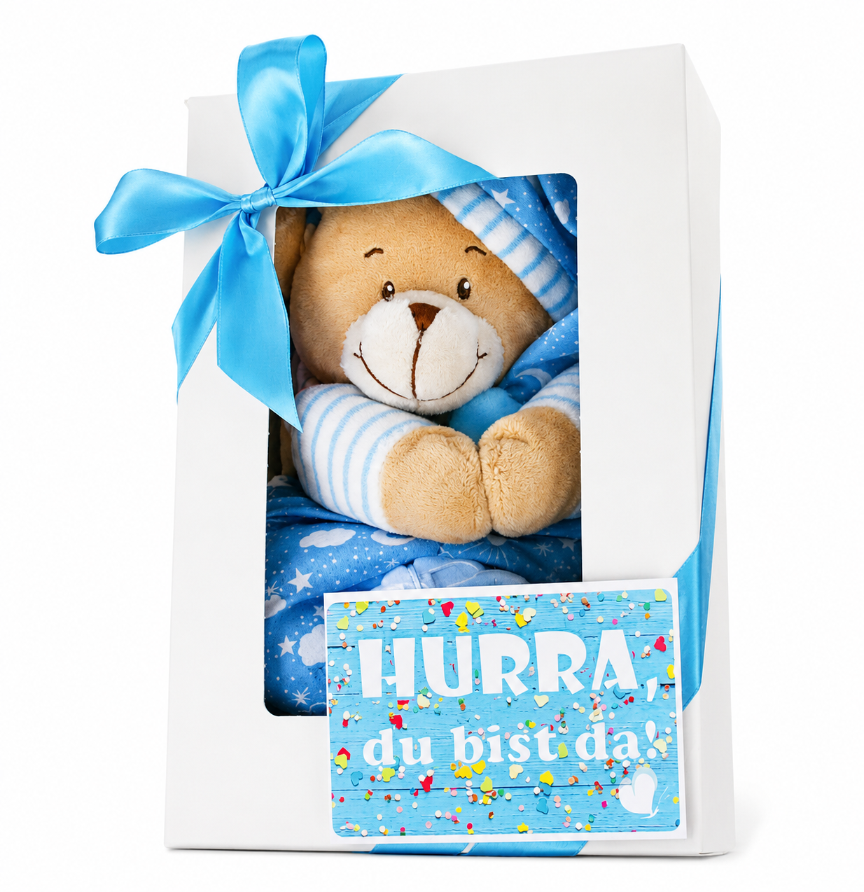 Geschenkbox zur Geburt – Spieluhr Bär & Grußkarte