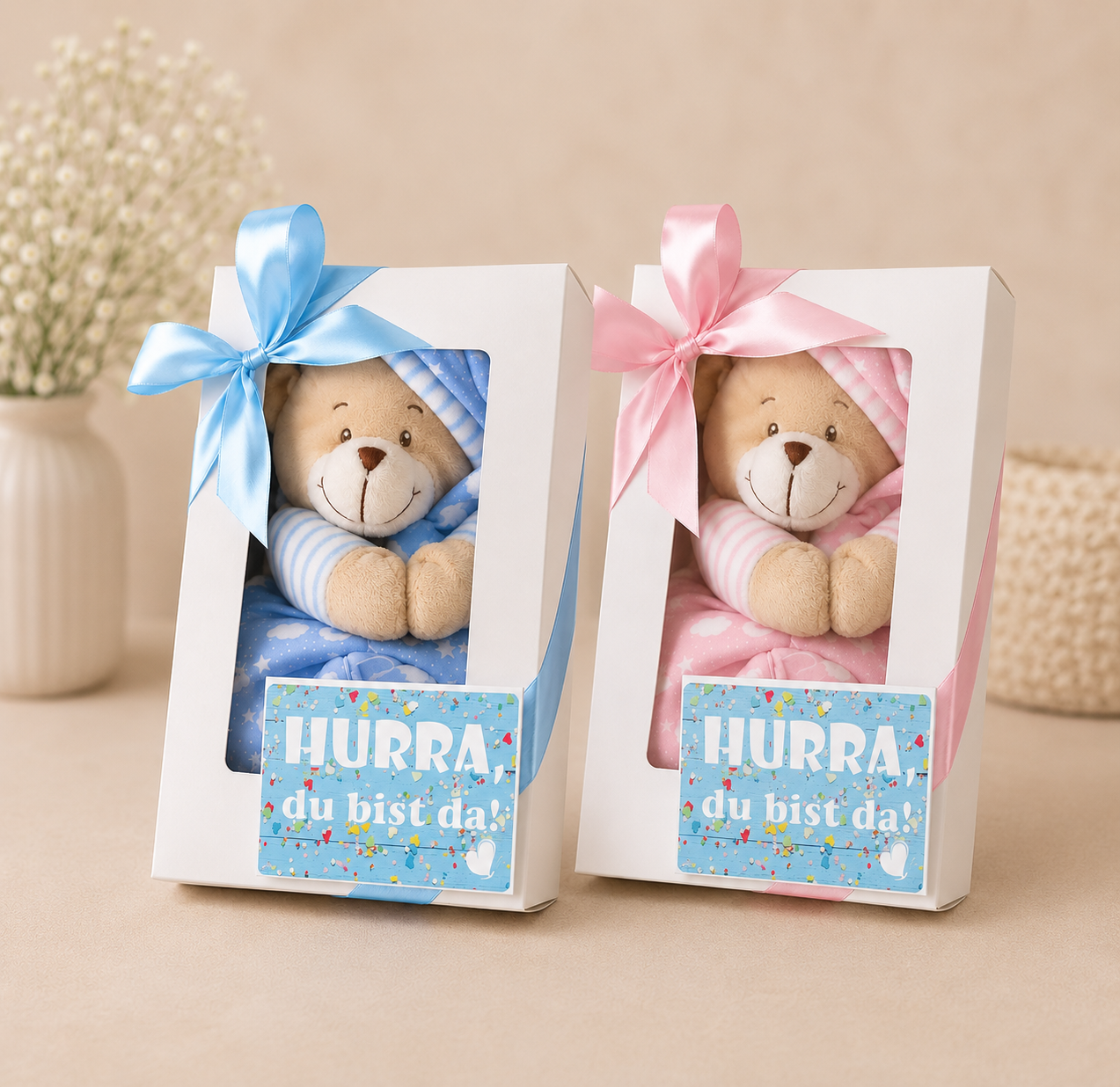Geschenkbox zur Geburt – Spieluhr Bär & Grußkarte