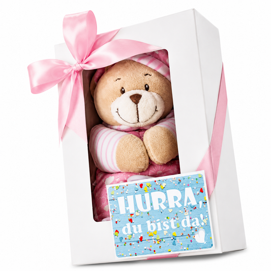 Geschenkbox zur Geburt – Spieluhr Bär & Grußkarte