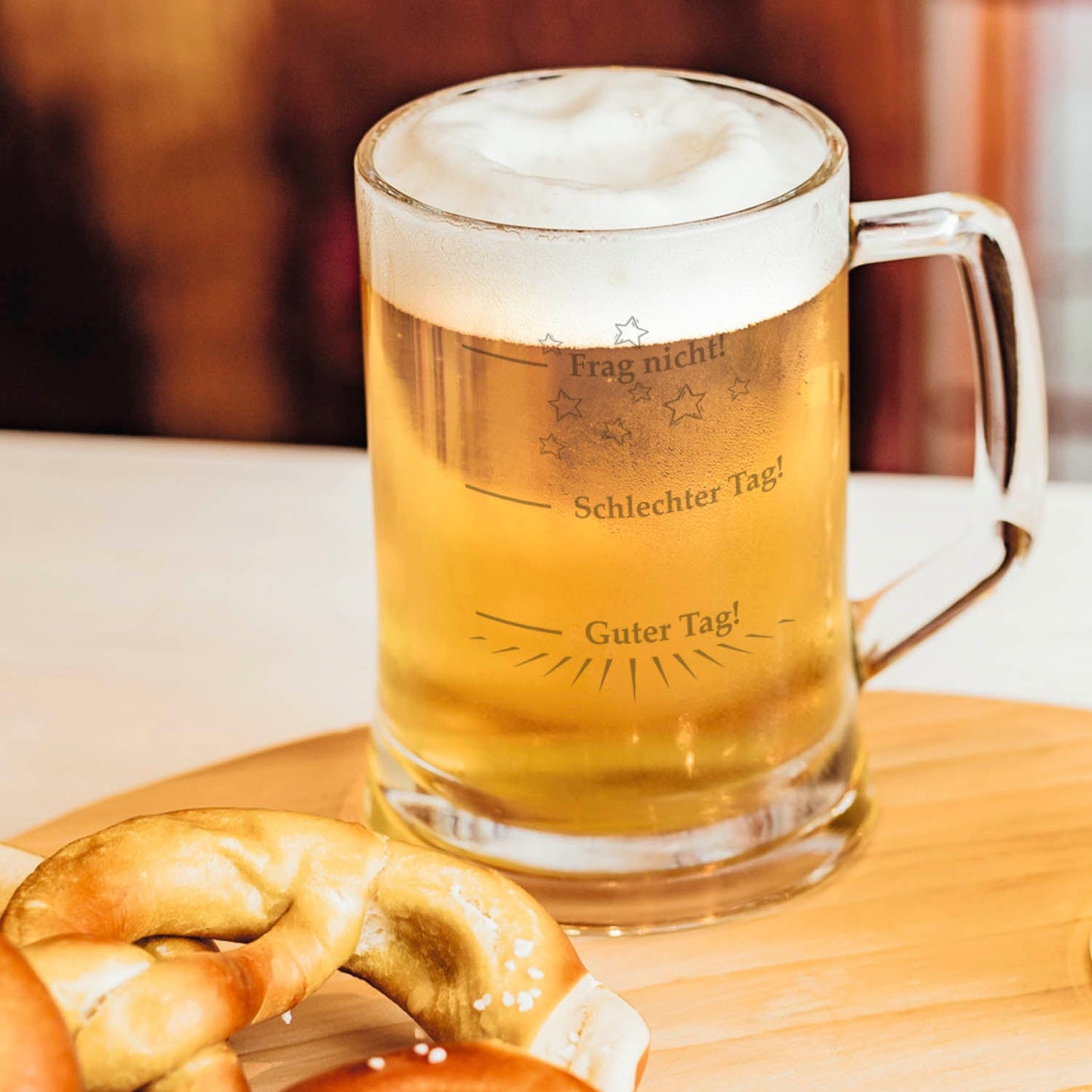 Montana Bierkrug mit Gravur "Guter Tag Schlechter Tag"