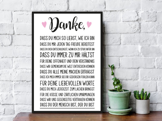 Holzschild mit Spruch Danke